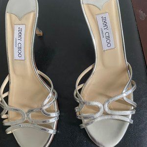 JIMMY CHOO Silver Thong Mule